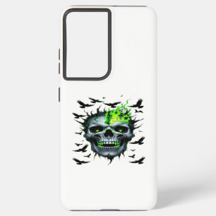Coque Samsung Galaxy Crâne maudit avec feu vert - Horreur Halloween Ar