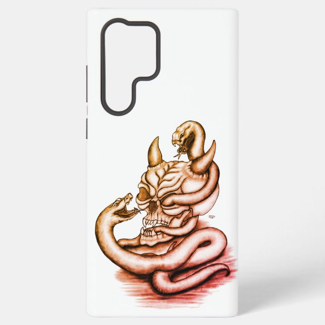 Coque Samsung Galaxy Crâne - Tête diabolique avec serpent (Verso)