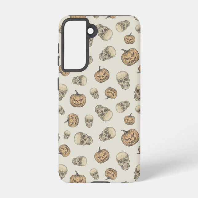 Coque Samsung Galaxy Crânes et Citrouille Motif d'Halloween (Verso)