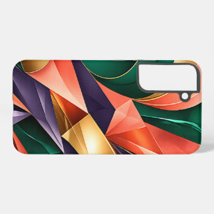 Coque Samsung Galaxy Cristal Géométrique Abstrait Or Vert Clair