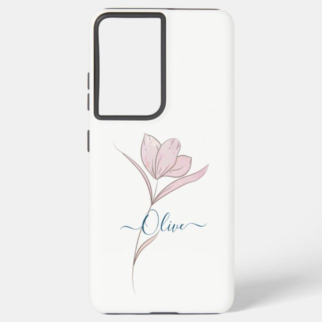 Coque Samsung Galaxy Croquis floral aquarelle personnalisée (Verso)