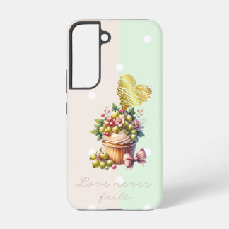 Coque Samsung Galaxy Croyance Élégante Point Vert Floral Nœud Cœur