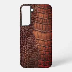 Coque Samsung Galaxy Cuir de reptile classique Alligator Acajou (Faux)