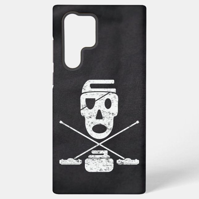 Coque Samsung Galaxy Curling Skull & Brooms Jolly Roger (Verso)