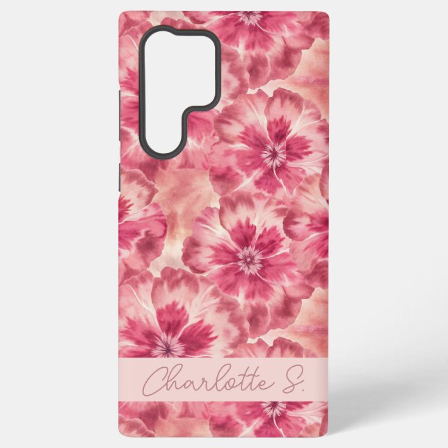 Coque Samsung Galaxy Custom Pink Floral Coquette (Verso)