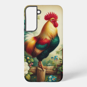 Coque Samsung Galaxy Cute coq rustique/vintage