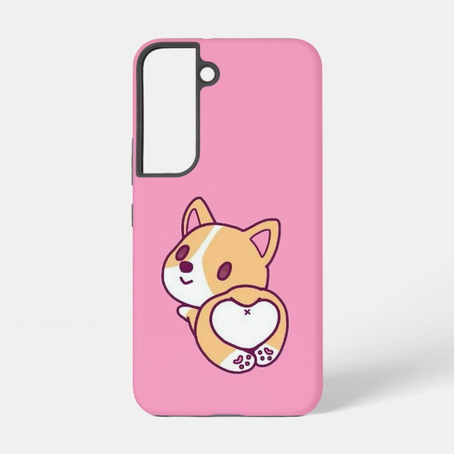 Coque Samsung Galaxy Cute Corgi Puppy Love (Verso)