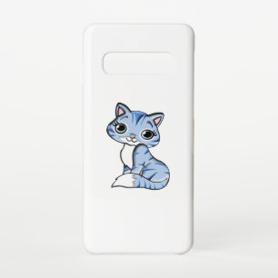 COQUE SAMSUNG GALAXY S10  CUTE CUT SOURIANT CUISINE BLEU SKY AUX YEUX BLEUS.