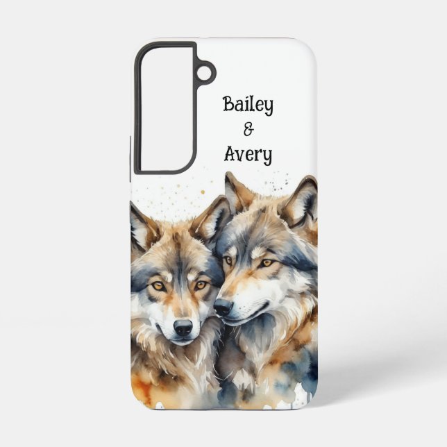 Coque Samsung Galaxy Cute Cute Cuddling Wolves Couple Love Animaux (Verso)