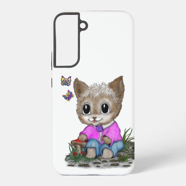 Coque Samsung Galaxy Cute Kitty Chat et Papillon (Verso)