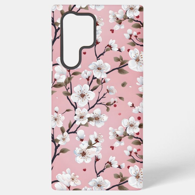 Coque Samsung Galaxy Cute Pastel Pink White Sakura Tree Branch Asian (Verso)