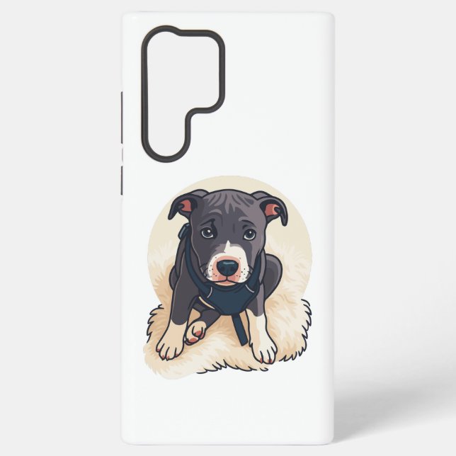 Coque Samsung Galaxy Cute Pitbull Puppy Dog Cartoon Design (Verso)