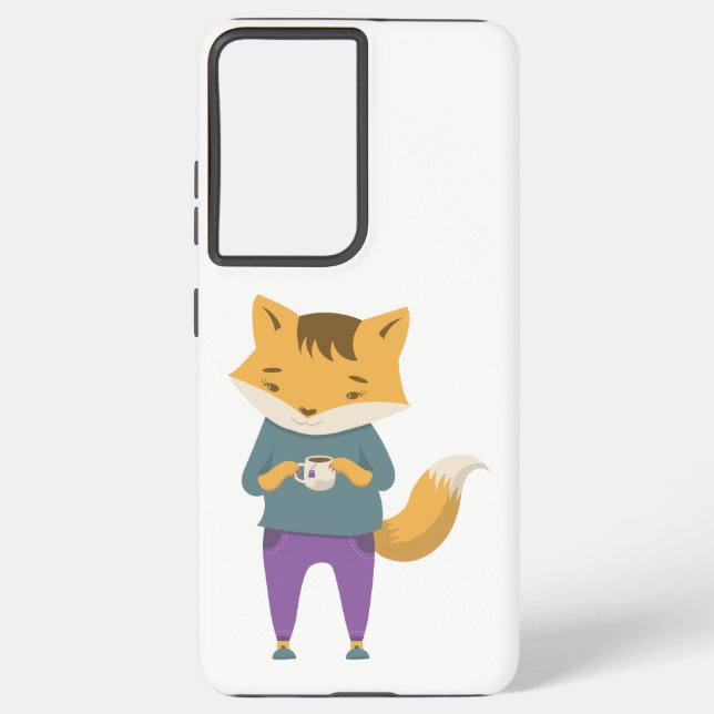 Coque Samsung Galaxy Cute renard avec tasse de thé (Verso)