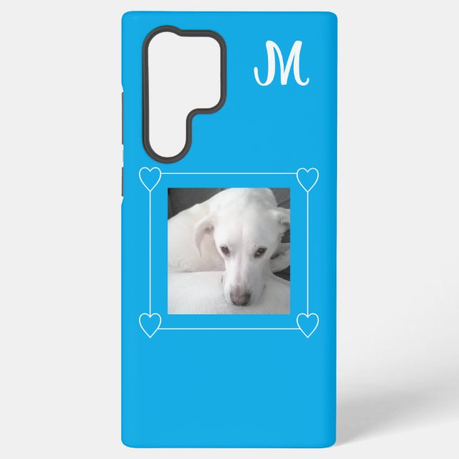 Coque Samsung Galaxy Cute Un Photo Chien Simple Initial Blue (Verso)