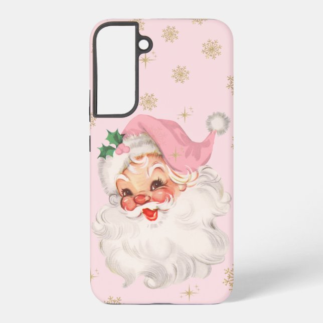 Coque Samsung Galaxy Cute Whimsical Retro Pink Santa Christmas Pattern (Verso)