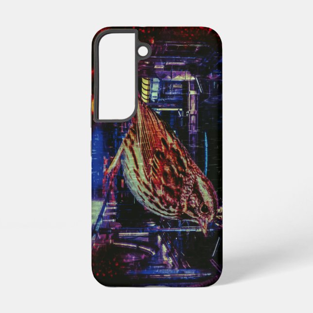 Coque Samsung Galaxy Cyberpunk Sparrow dans Neon Cityscape (Verso)