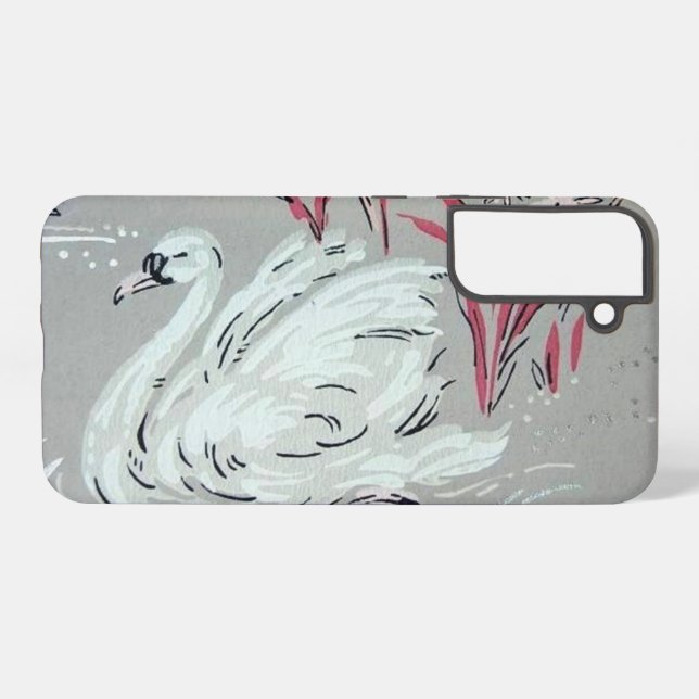 Coque Samsung Galaxy Cygne Vintage (Verso Horizontal)