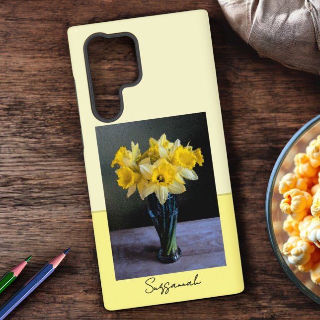 Coque Samsung Galaxy Daffodiques remplaçables dans Vase Still Life Phot (Personalized floral phone cover)