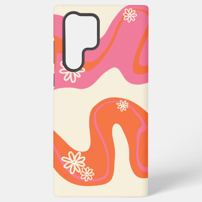 Coque Samsung Galaxy Daisy Groove - Rose, orange et crème (Verso)