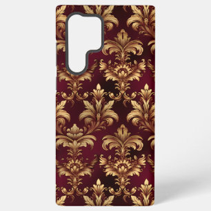 Coque Samsung Galaxy Damassé élégant bordeaux - Floral baroque vintage