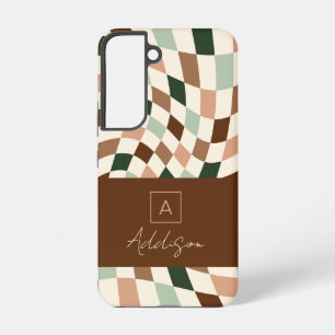 Coque Samsung Galaxy Damier Moderne Élégant Monogramme Neutre 