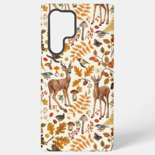 Coque Samsung Galaxy Dans les bois/Cerf d'automne sur fond blanc cassé