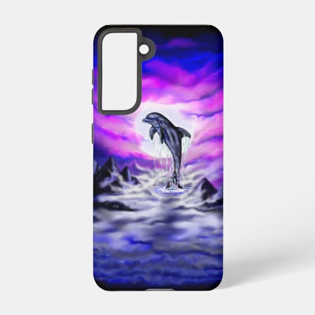 Coque Samsung Galaxy Dauphin clair de lune (Verso)
