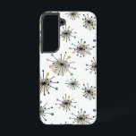 Coque Samsung Galaxy Début de l'ère atomique mi-siècle rétro<br><div class="desc">Ce fabuleux boîtier de téléphone Samsung de style moderne du milieu du siècle présente des étoiles tournantes dans les couleurs du bleu turquoise,  orange,  tan,  vert,  bleu,  noir,  jaune et marron. Vous allez vous démarquer de la foule avec celui-ci !</div>