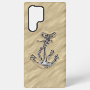 Coque Samsung Galaxy Décoration d'ancre de corde chromée dans le sable