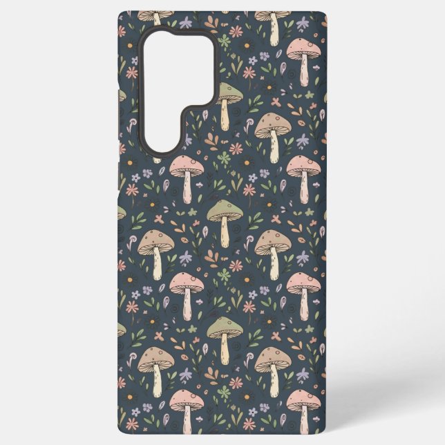 Coque Samsung Galaxy Deep Slate Blue Fungi Seamless Pattern (Verso)