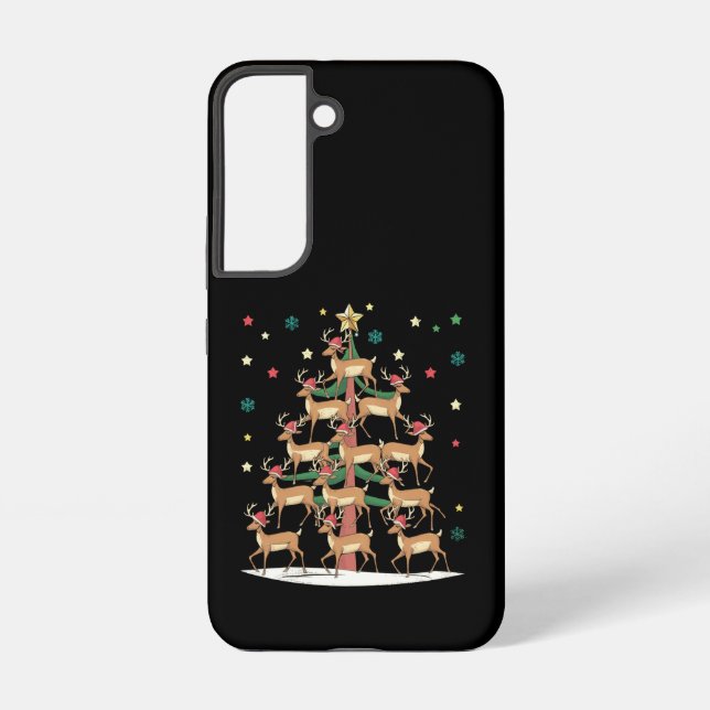 Coque Samsung Galaxy Deer Christmas Tree Drôle Vacances Cute Reindeer (Verso)