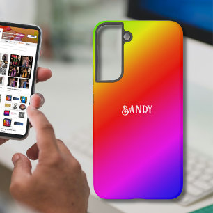 Coque Samsung Galaxy Dégradé de couleur arc-en-ciel diagonal Ajouter un