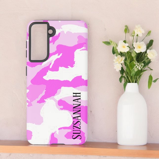 Coque Samsung Galaxy Déguisement camouflage rose et blanc (Samsung back phone case with template text)