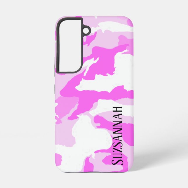 Coque Samsung Galaxy Déguisement camouflage rose et blanc (Verso)