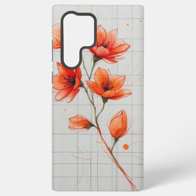 Coque Samsung Galaxy Design Fleur Elégant Orange Blossom (Verso)
