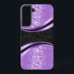 Coque Samsung Galaxy Design géométrique dynamique en violet et noir<br><div class="desc">Design vintage élégant avec une touche moderne. Boîtes florales violettes et noires design géométrique. Vous pouvez demander ce design dans n'importe quelle couleur et sur n'importe quel produit.</div>