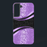 Coque Samsung Galaxy Design géométrique dynamique en violet et noir<br><div class="desc">Design vintage élégant avec une touche moderne. Boîtes florales violettes et noires design géométrique. Vous pouvez demander ce design dans n'importe quelle couleur et sur n'importe quel produit.</div>