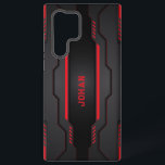 Coque Samsung Galaxy Design métallique noir et rouge<br><div class="desc">Image d'un dessin géométrique métallique noir et rouge. Design masculin moderne.</div>