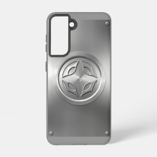 Coque Samsung Galaxy Design sculpté en métal argenté sur gris