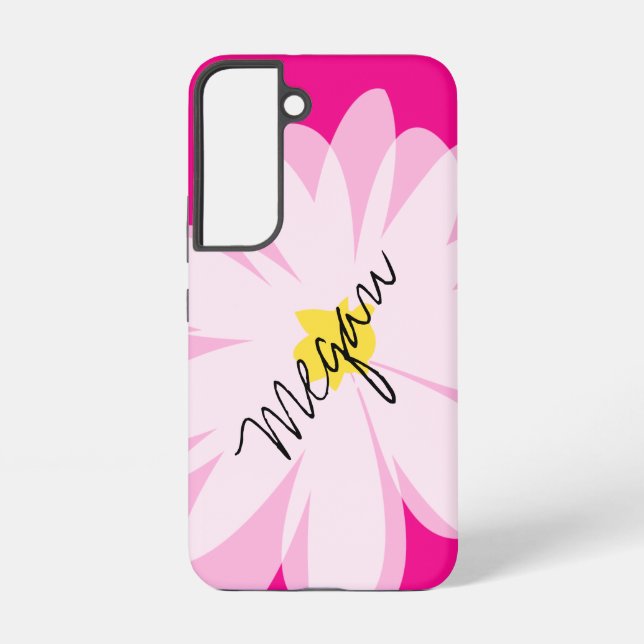 Coque Samsung Galaxy Dessin de fleur de marguerite rose et blanche pers (Verso)