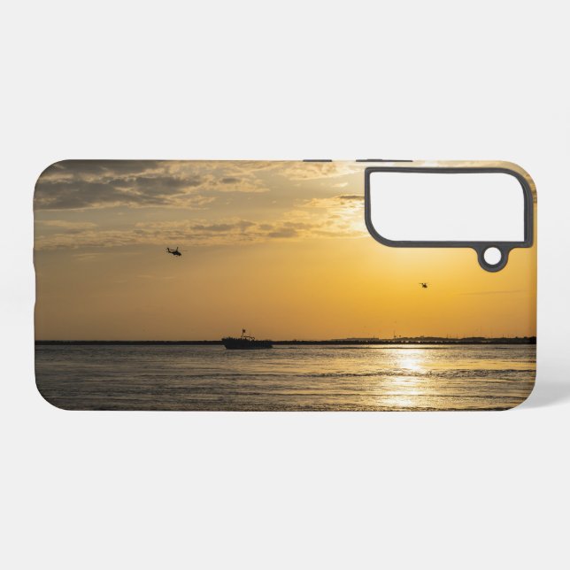 Coque Samsung Galaxy Destin Sunset And Helicopters Samsung Phone Case (Verso Horizontal)