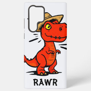 Coque Samsung Galaxy Dino rouge en Casquette paille - Cartoon Reptile A