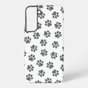 Coque Samsung Galaxy Doodle Paws, Pattes de Chien, Pattes Noires
