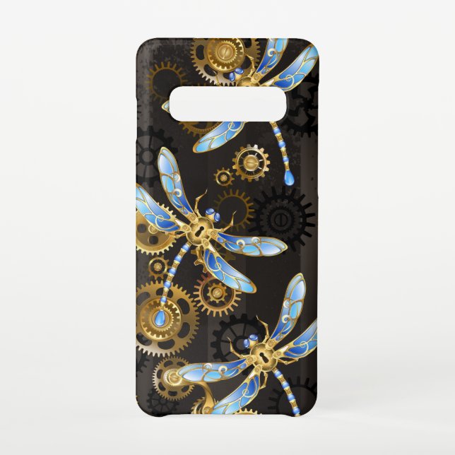 Coque Samsung Galaxy Dragonflies de Steampunk sur arrière - plan rayé b (Dos)