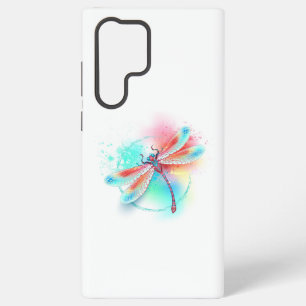 Coque Samsung Galaxy Dragonfly rouge sur l'arrière - plan aquarelle