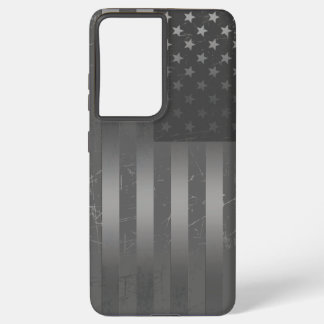 Coque Samsung Galaxy Drapeau américain gris débraillé Arrière - plan mé