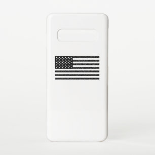 Coque Samsung Galaxy S10 Drapeau américain noir et blanc Vintage rétro