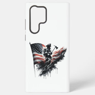 Coque Samsung Galaxy Drapeau américain. Pompier