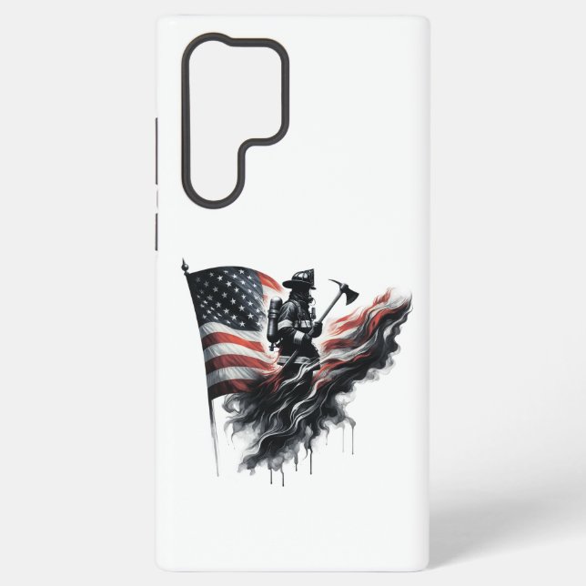 Coque Samsung Galaxy Drapeau américain. Pompier (Verso)