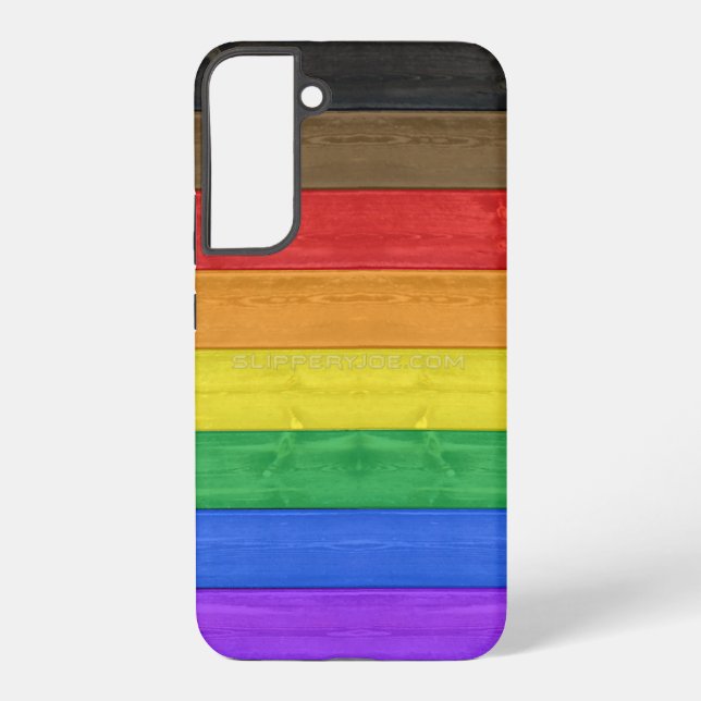 Coque Samsung Galaxy Drapeau de fierté gay inclusif texturé de Slippery (Verso)